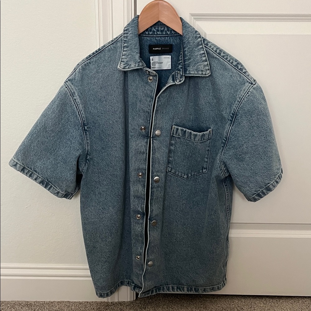 Purple Brand Denim Short Sleeve Button-Up Shirt